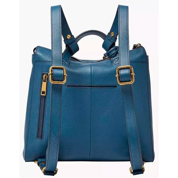 S Fossil Elina Blue Denim Leather Convertible Backpack SHB2979944 NWT $250 main image 7